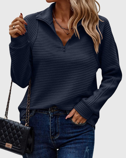 Damen Pullover Langarm Lässig mit Reißverschluss