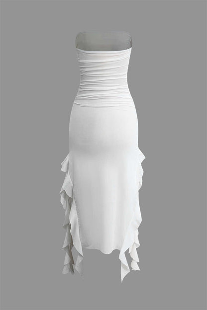 Elegantes Maxikleid mit Volant und Rüschen