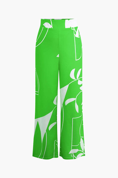 Baumwoll-Zweiteiler mit Knoten-Oberteil und Bambus-Print-Hose