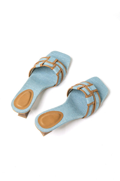 Modische Denim Mules mit Blockabsatz Elegante Schuhe Damen