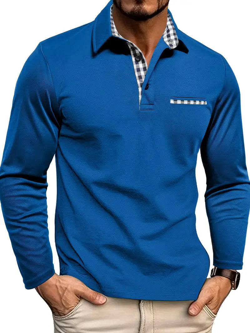 Herren Polo-Shirt Langarm Warm Winter