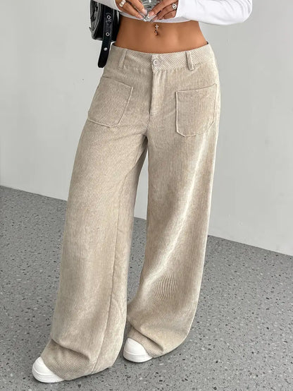 Damenhose Weite Bein Cordhose Frauen Trend