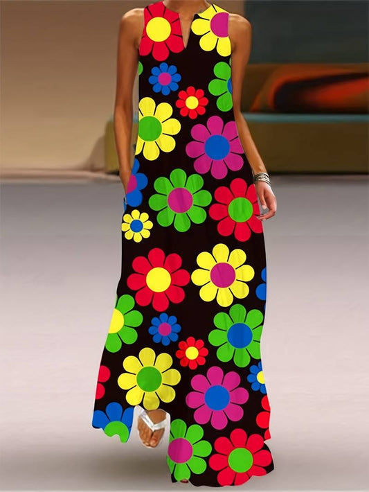 Grace-Kleid: floral, V-Ausschnitt