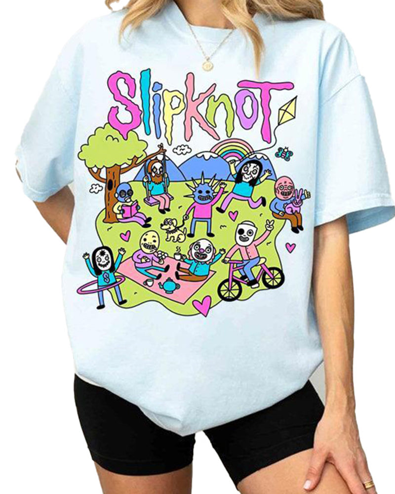 Schwarzes Slipknot Band T-Shirt Männer