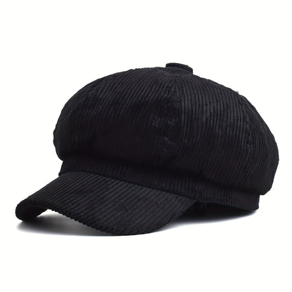 schwarze cordmütze im retro-stil für damen