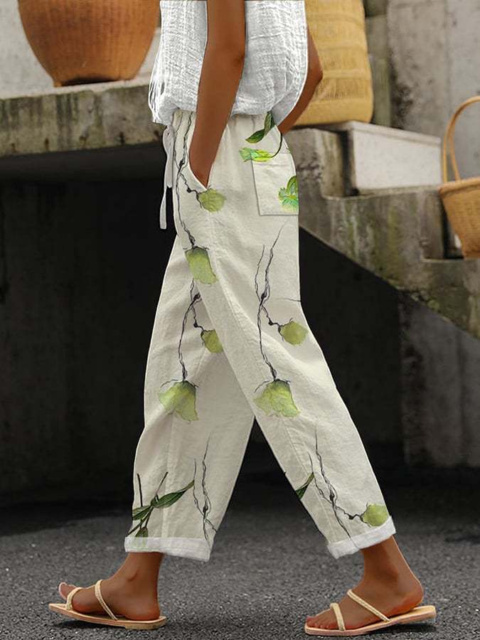 Weite Damen Hose Moderner Print Bequem