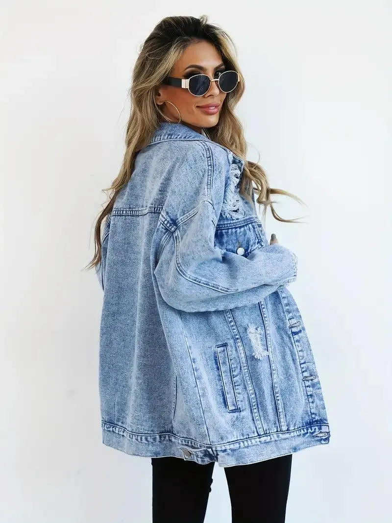 Große Damen Jeansjacke Oversized Trendy