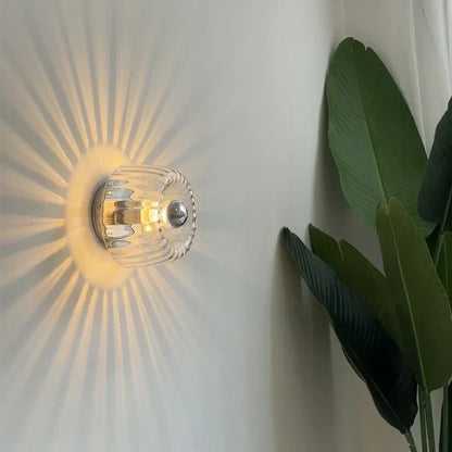Moderne Glas Wandleuchte Wandlampe Strahlen Effekt