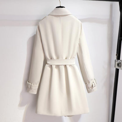 Damen Trenchcoat Langärmlig Chic Schwarz