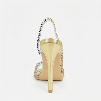 Damen High Heel Sandalen Glitzer Strass Schuhe Party