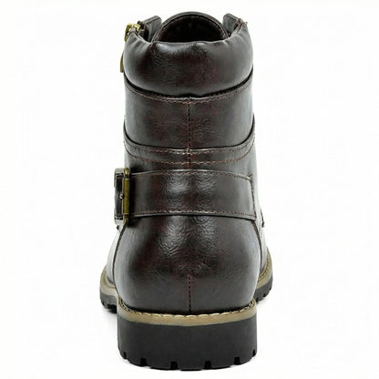 Leder Motorradstiefel Herren Echtes Leder Schwarz