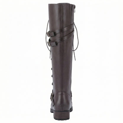 Damen Schnürstiefel Steampunk Stil Vintage Leder