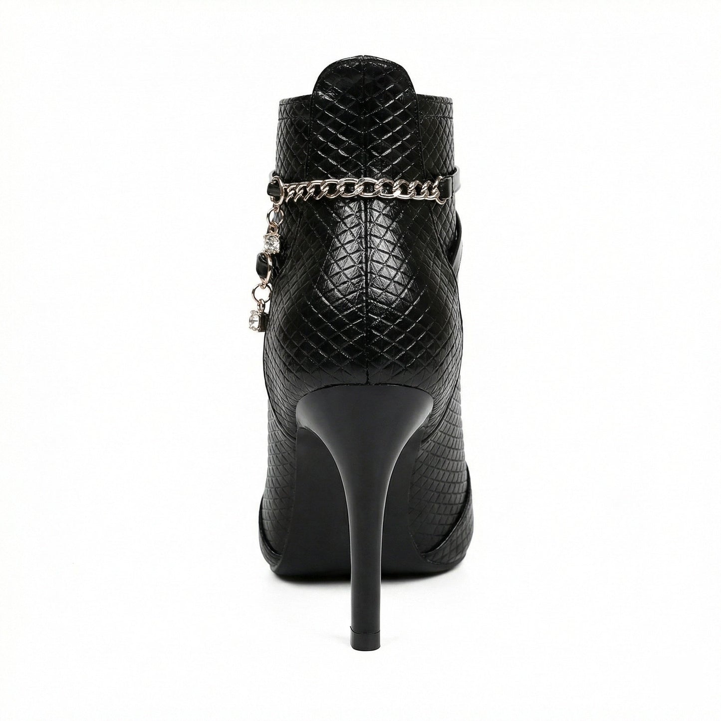 Damen Stiefeletten Spitze Modisch Schwarz