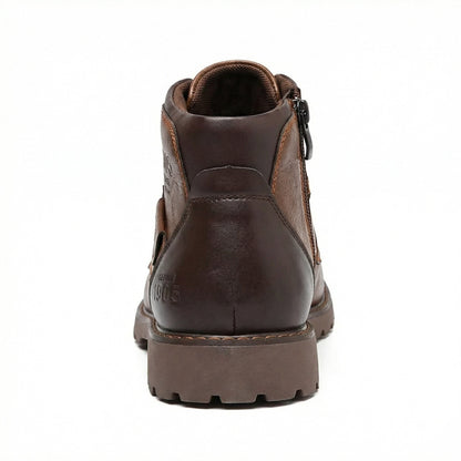 Herren Stiefel Schnürstiefel Braun Leder