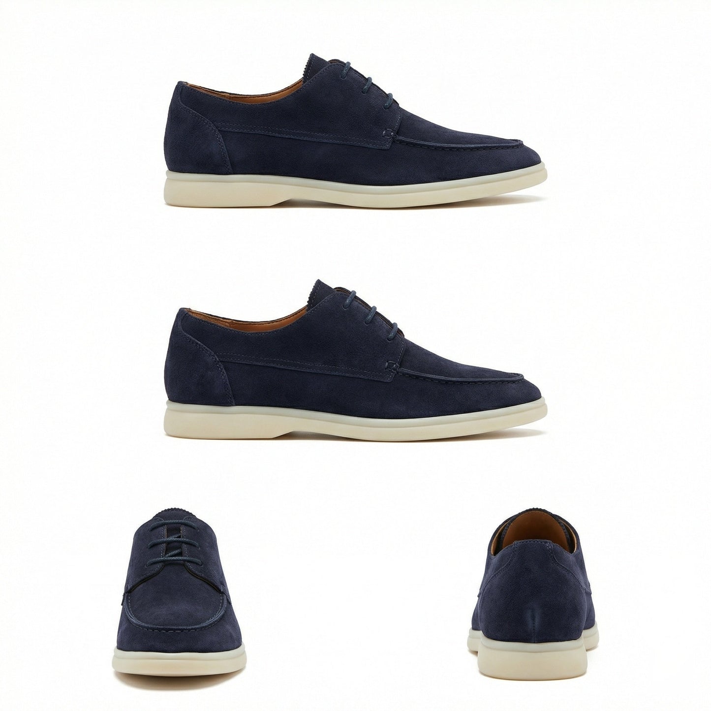 Italienische Wildleder Loafer Schuhe Braun Schnürsenkel