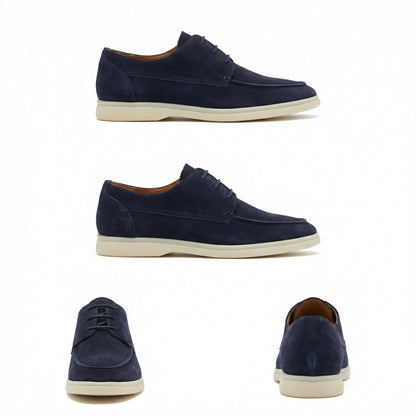 Italienische Wildleder Loafer Schuhe Braun Schnürsenkel
