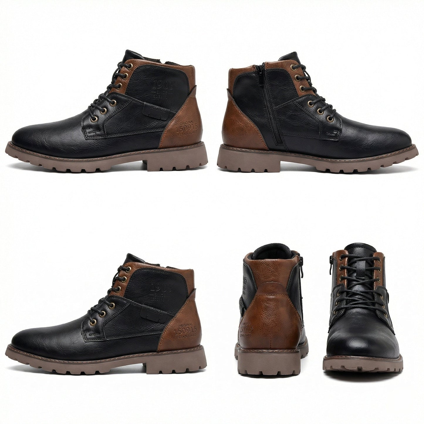 Herren Stiefel Schnürstiefel Braun Leder - BerlinGlamour