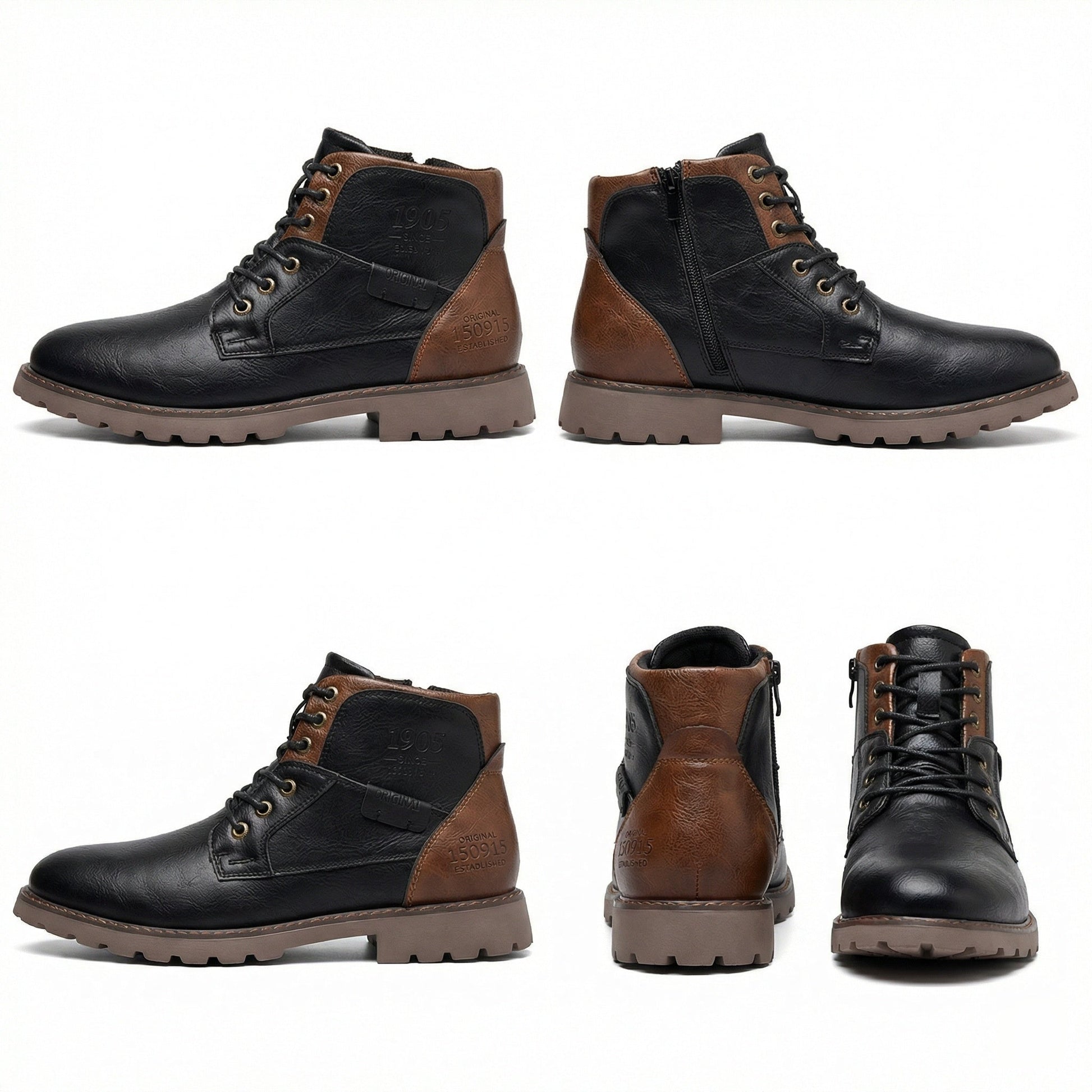 Herren Stiefel Schnürstiefel Braun Leder - BerlinGlamour