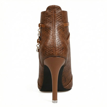 Damen Stiefeletten Spitze Modisch Schwarz - BerlinGlamour