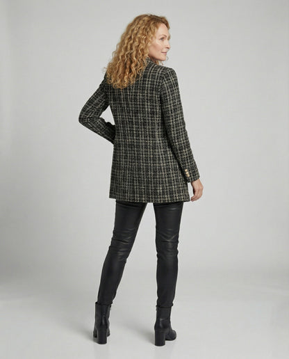 Damen Blazer Tweed Modern mit Doppelknöpfen