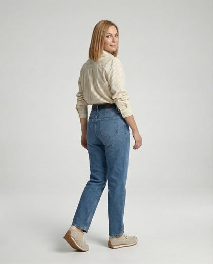 Damen Bluse Streifenmuster Elegante Slimfit