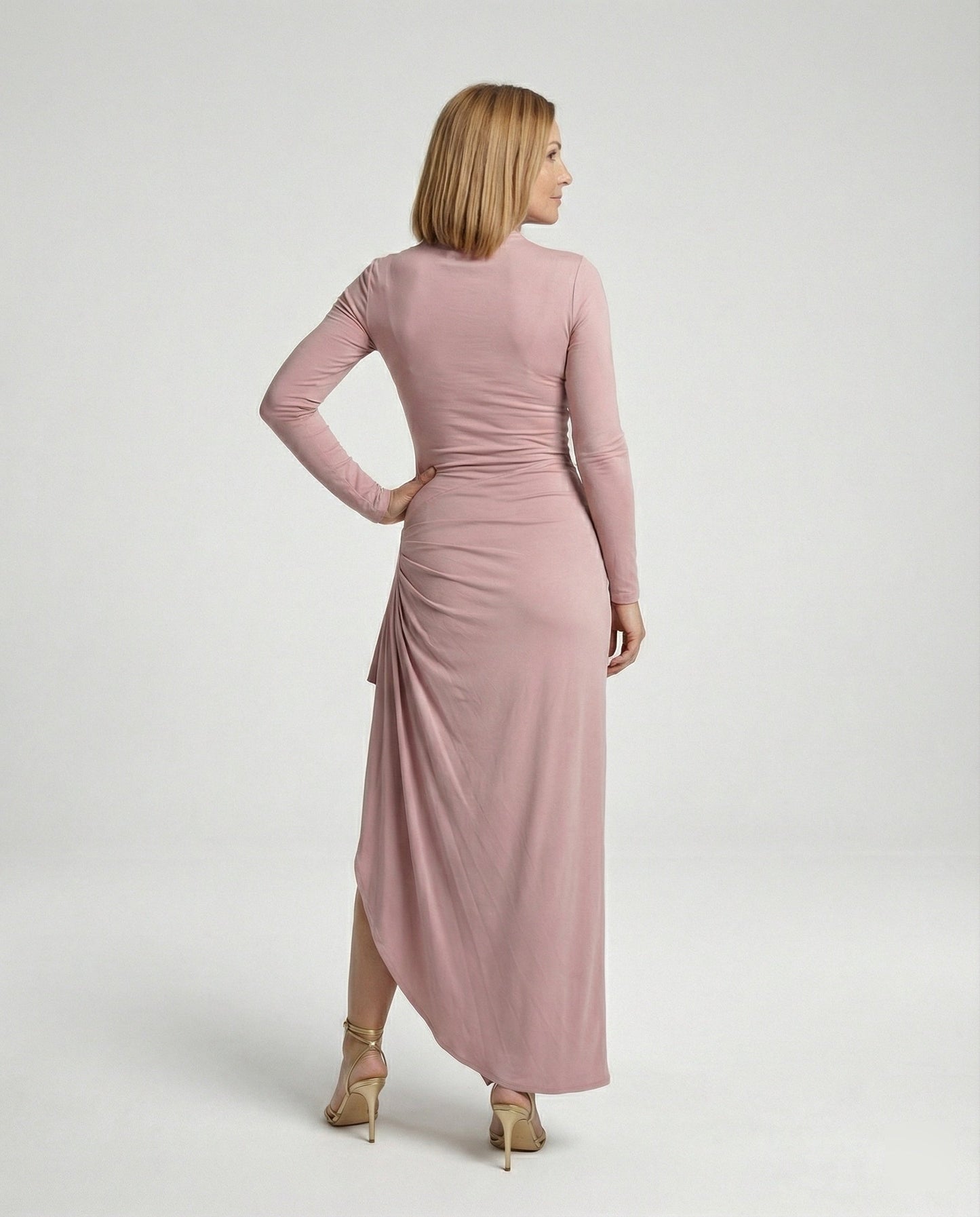 Langes Damen Abendkleid mit Schlitz Wickelkleid Elegant