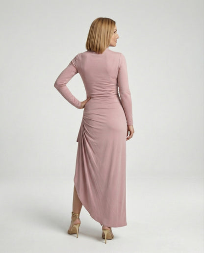 Langes Damen Abendkleid mit Schlitz Wickelkleid Elegant