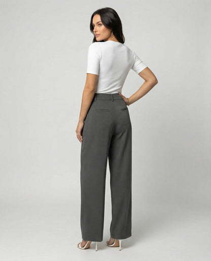 Elegante Damen Bundfaltenhose Slim Fit