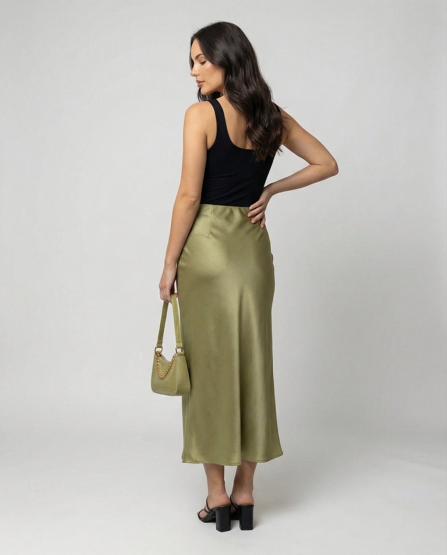 Damen Maxikleid aus Satin Glatt Elegant