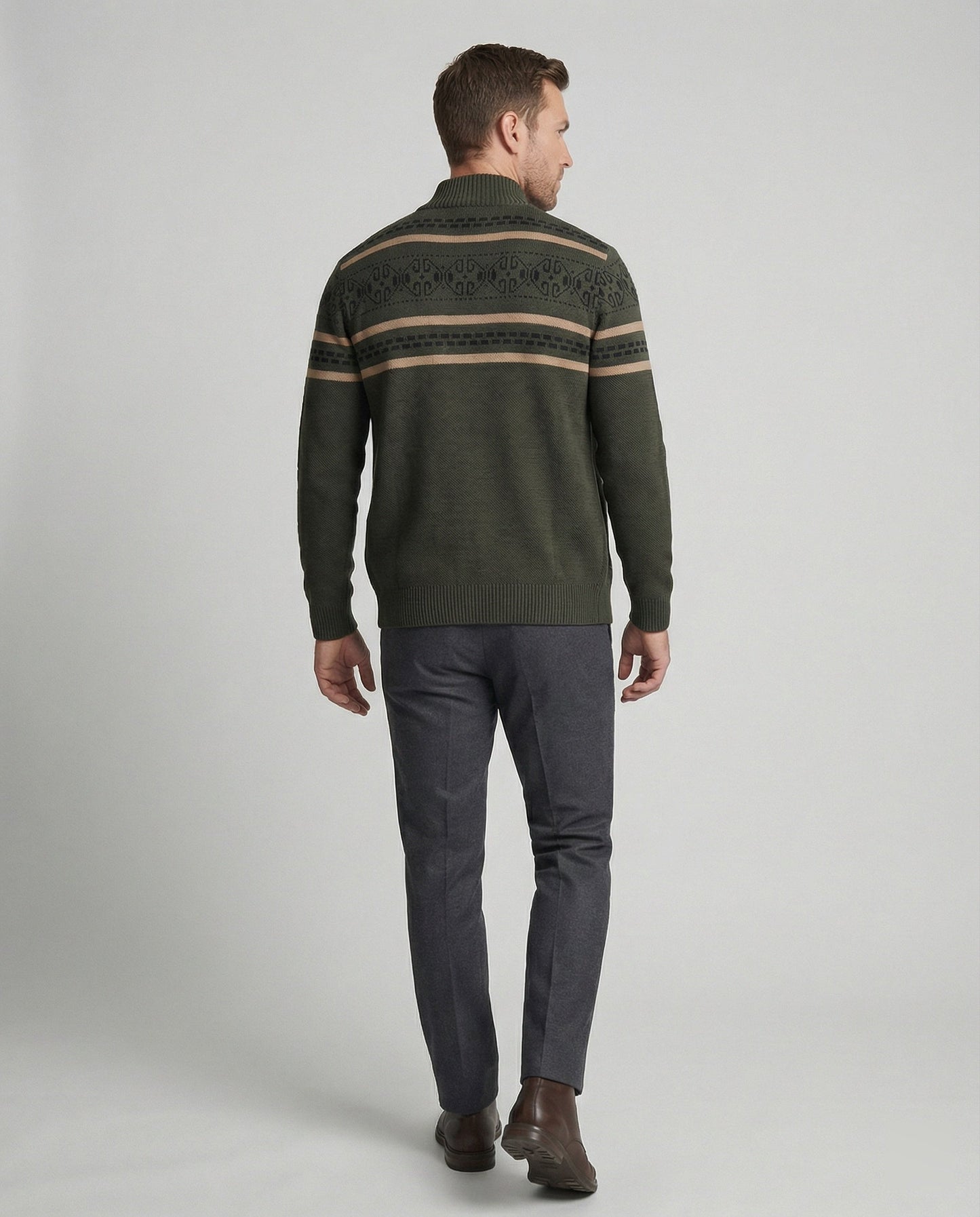 Herren Strickjacke Modern Zipper Muster Stadtchic