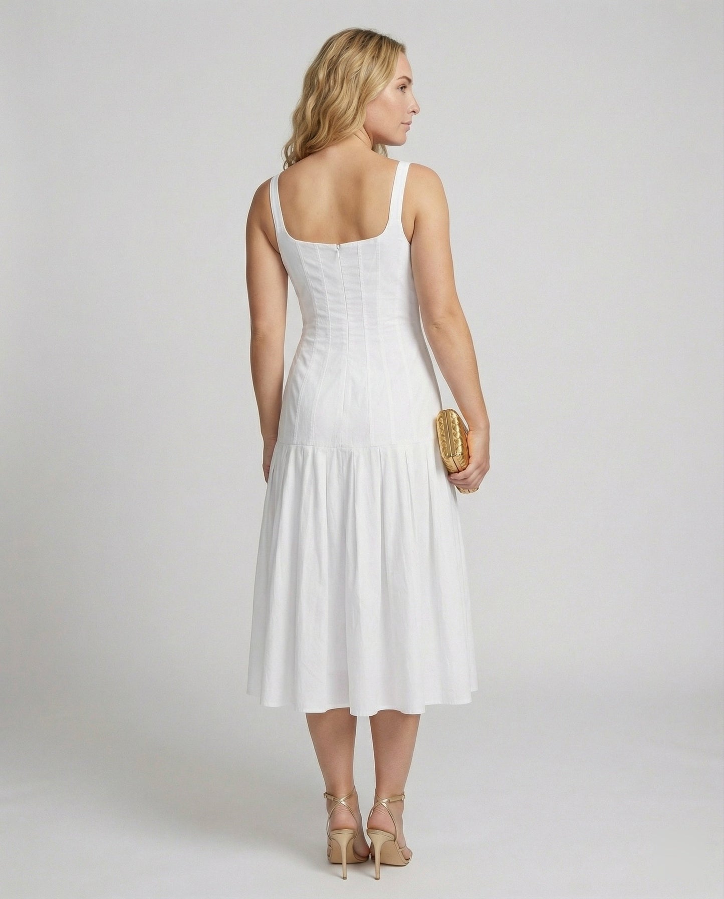 Elegantes Damen Midikleid Schnitt Frauenkleid