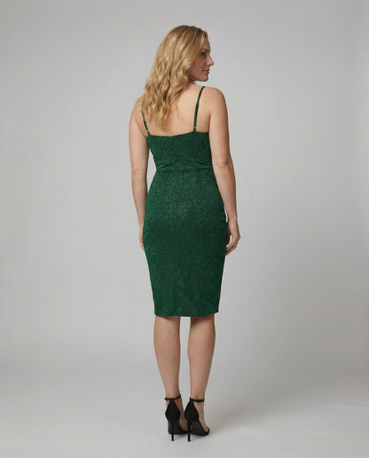 Glamouröses Damen Wickelkleid Hochgeschlitzt Glitzernd