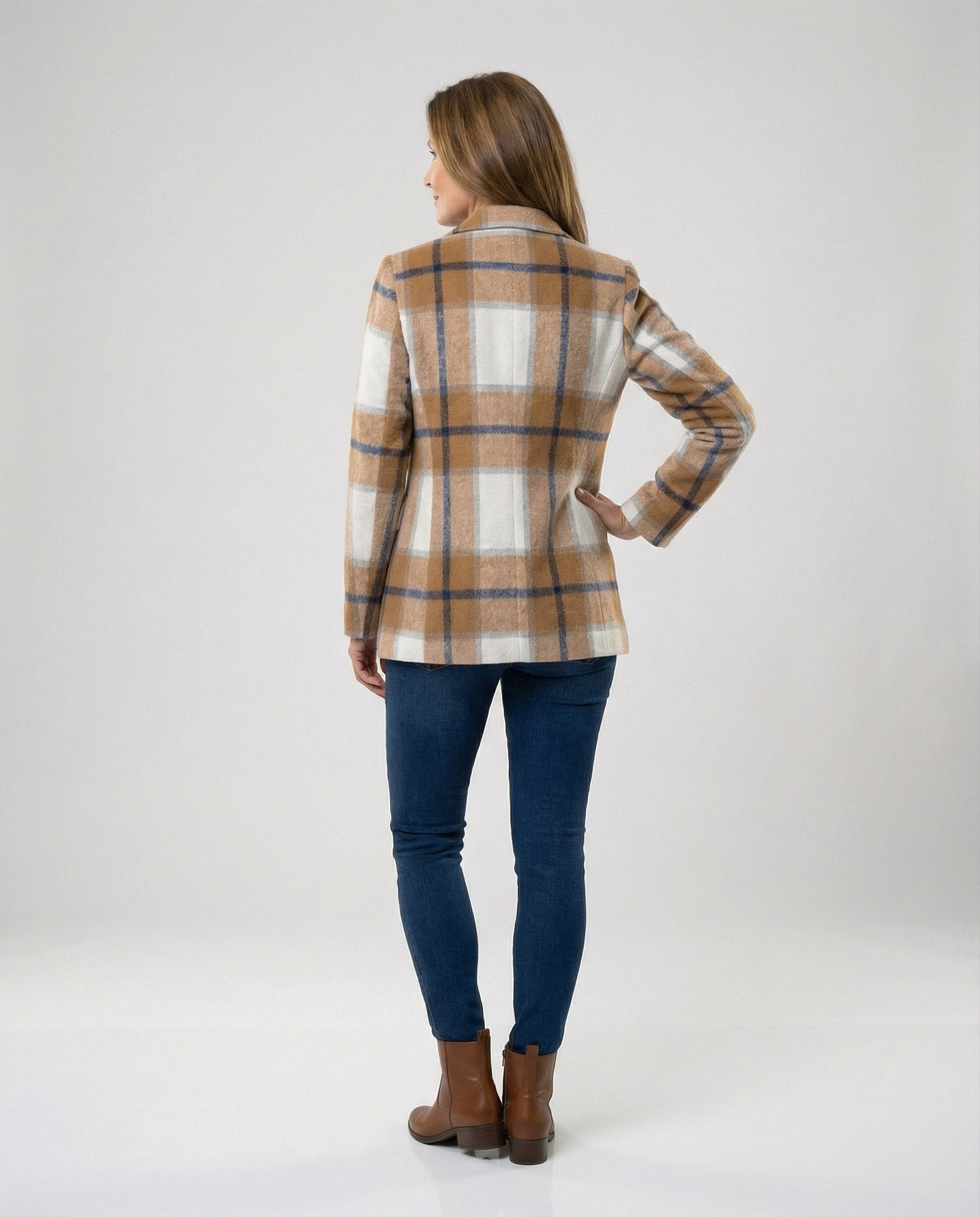 Damen Blazer Karierter Tailliert Modern