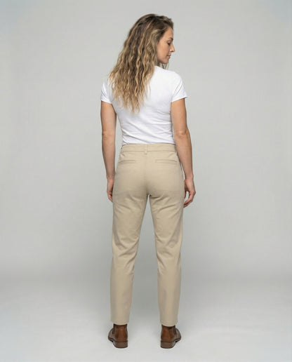 Damen Chino Hose Elastisch Mit Seitentaschen
