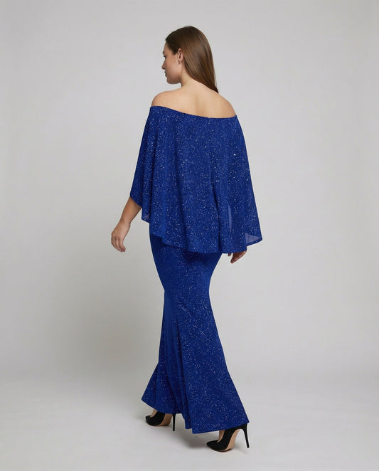 Elegantes Abendkleid Off-Shoulder Damenkleid Glitter - BerlinGlamour