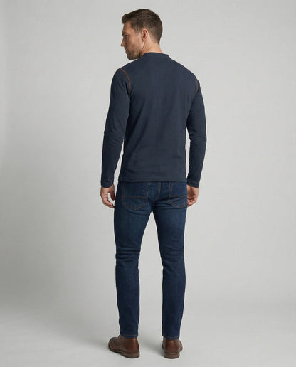 Herren Langarmshirt Henley Style Baumwolle