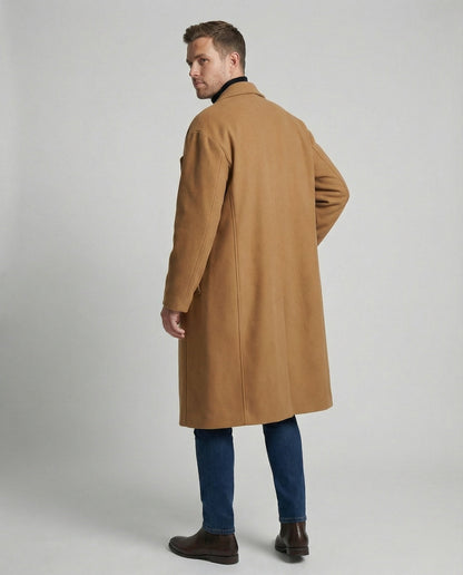 Herren Mantel Elegant Langschal Schwarz