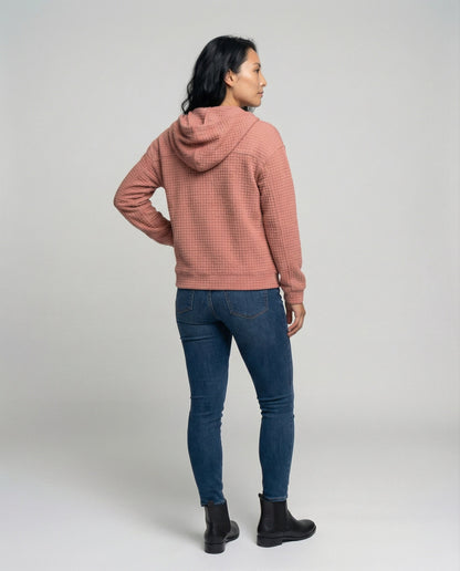 Kapuzenpullover Damen Waffle-Strick Reißverschluss Modern