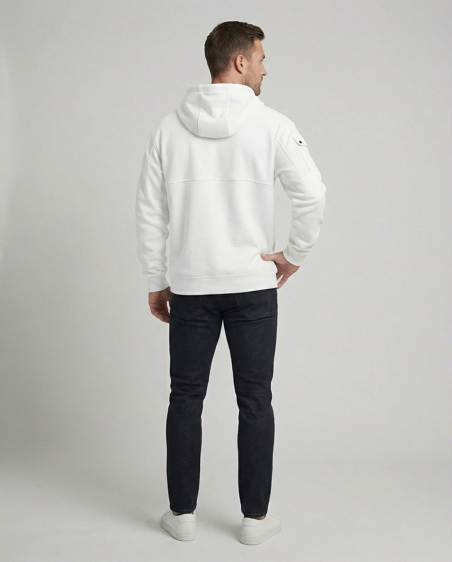 Herren Hoodie Modern Halbzip Stylisch Schwarz