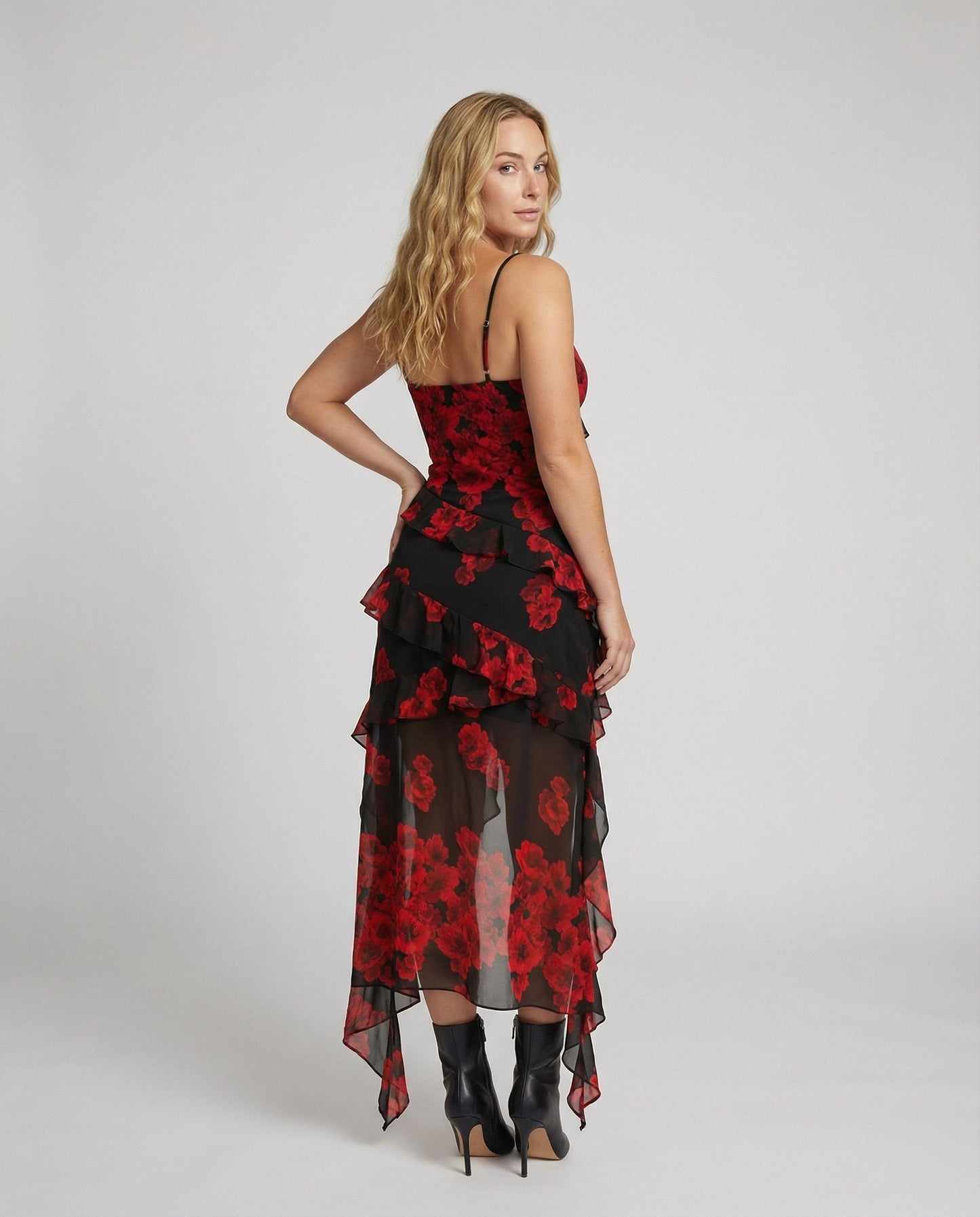 Damen Minikleid Asymmetrisch Floral Modern