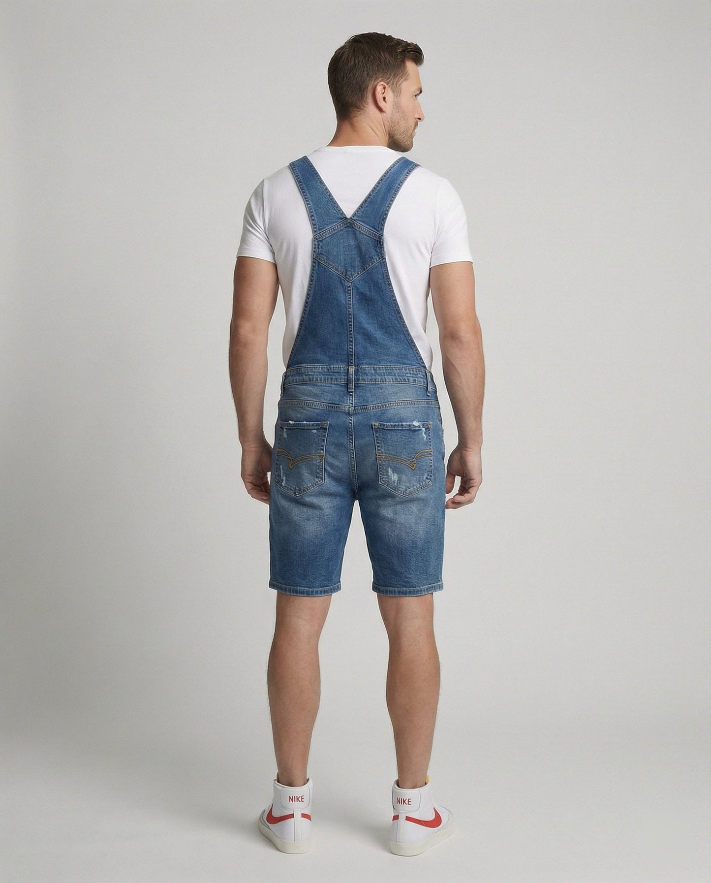 Herren Latzhose Used-Look mit abnehmbaren Trägern Jeans