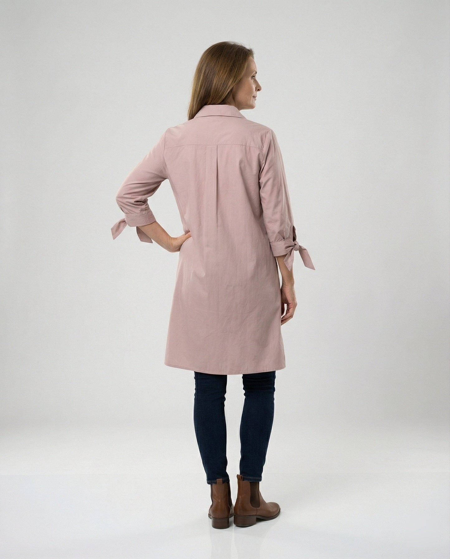 Damen Longbluse Lässig Umschlagärmel Freizeit