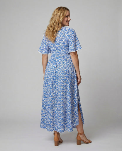 Damen Maxikleid Sommer Floral Blumig Lang