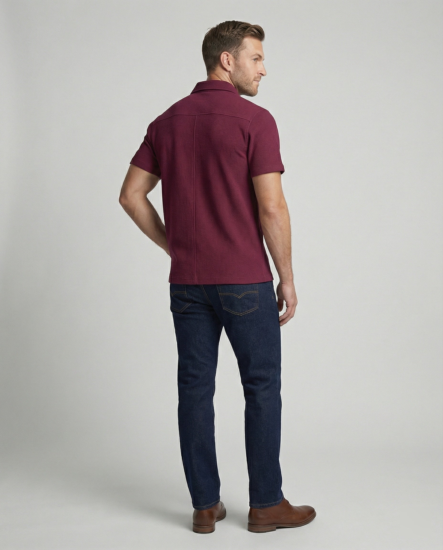 Herren Hemd Kurzarm Strukturstoff Modern - BerlinGlamour
