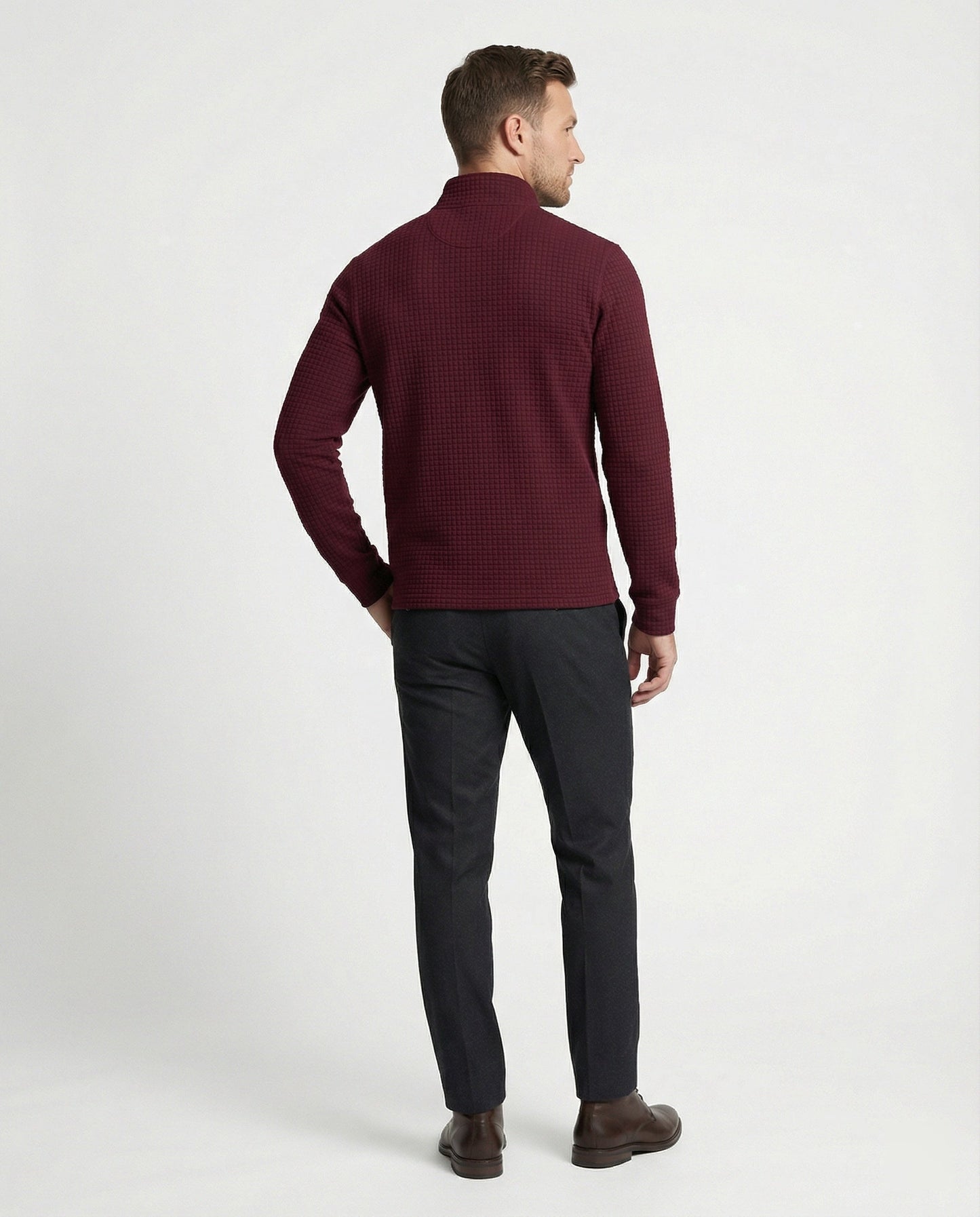 Herren Langarmshirt Modern Stehkragen Reißverschluss Elegant