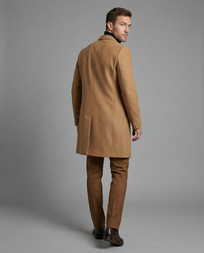 Herren Trenchcoat Lang Wollbezogen Elegent