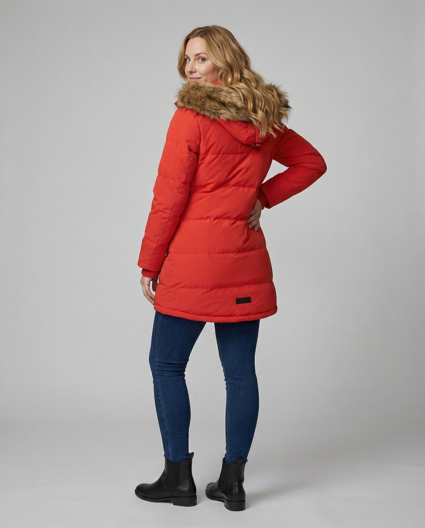 Winterparka Slim Fit Kunstfell Kapuze Damen