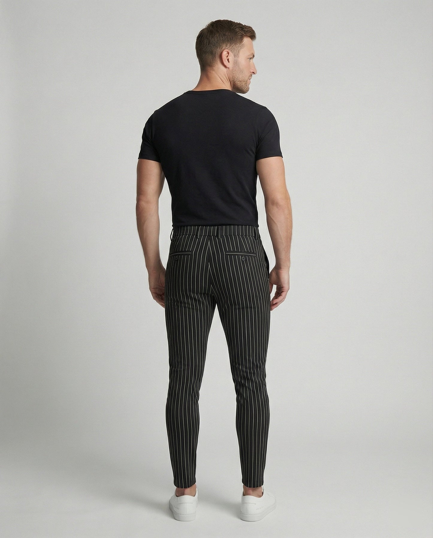 Herren Slim-Fit Hose Gestreift Modern Bequem