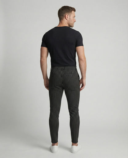 Herren Slim-Fit Hose Gestreift Modern Bequem