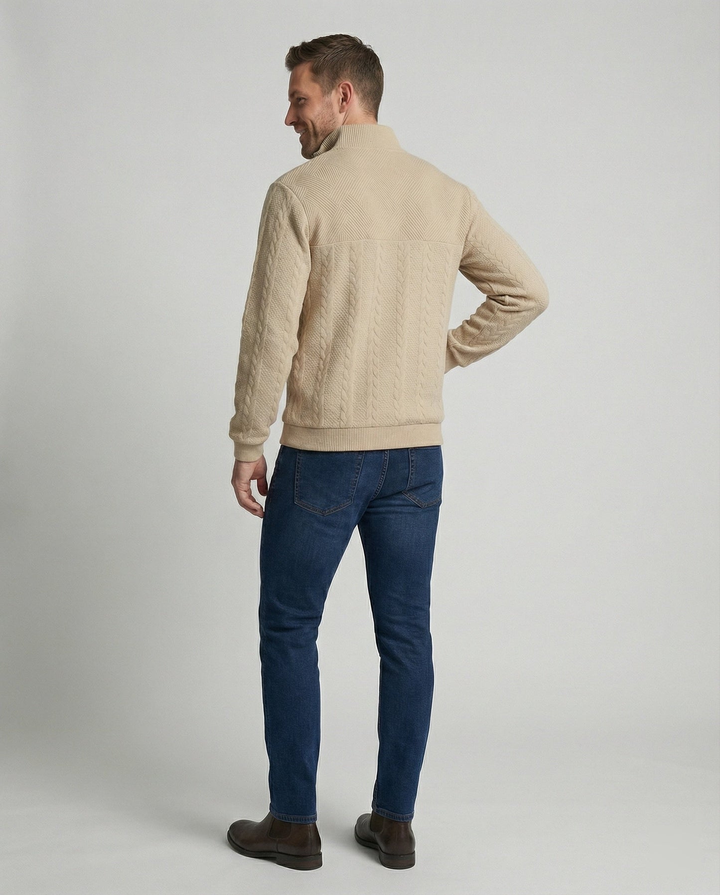 Herren Strickpullover Modern Hochkragen Reißverschluss
